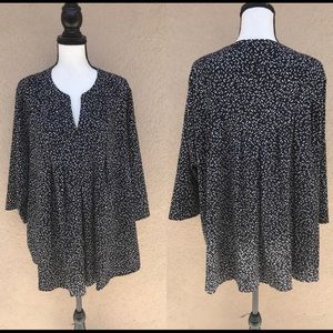CROFT & BARROW Women Top Blouse Sz 2X Black White